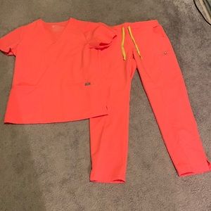 FIGS scrubs. Hot Coral